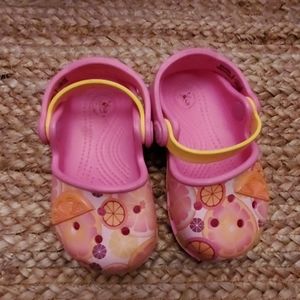 Toddler Crocs pink/lemon size 6